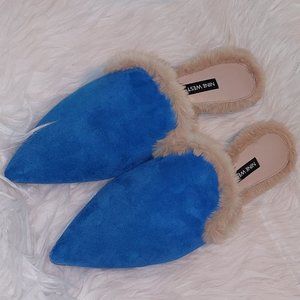 Nine West Royal Blue Suede Mules, Size 10
